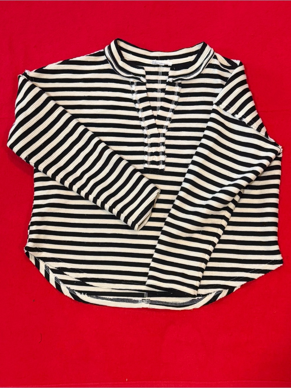 Blu Pepper Black & White Striped Long Sleeve Top